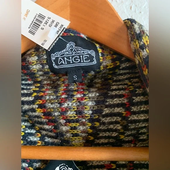 Boho Patterned cardigan sweater with fringe, NWT Size S angiesclothes - Picture 7 of 7